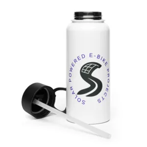 Stainless steel water bottle with a straw lid