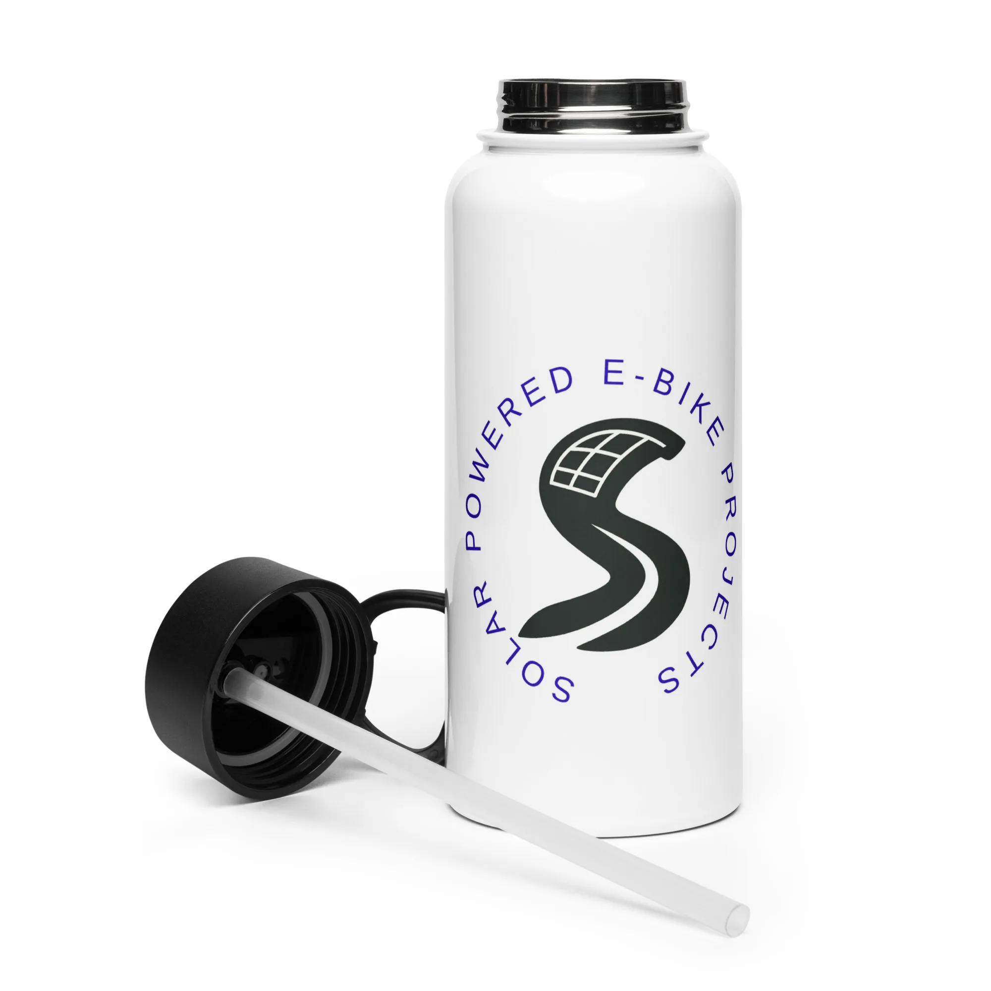 Stainless steel water bottle with a straw lid