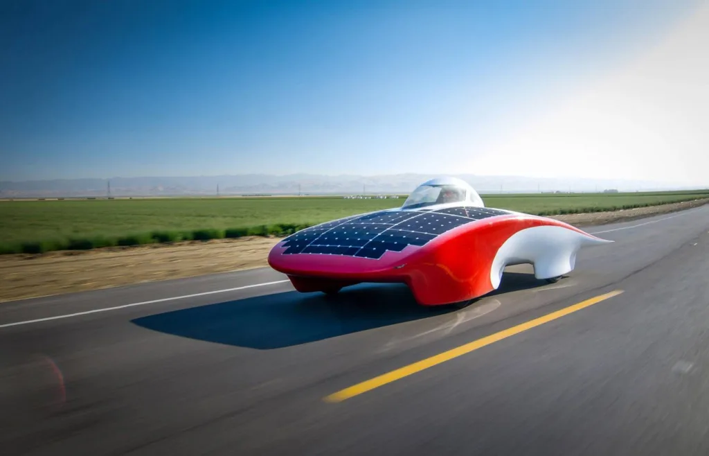 Stanford's solar car Luminos on the road