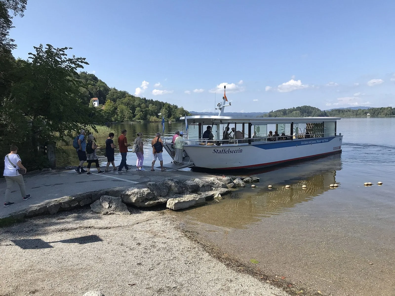 The solar-electric ship MS Staffelseerin at the landing stage in Murnau