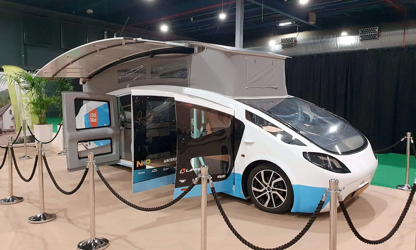 The solar camper Stella Vita at an exhibition in Utrecht