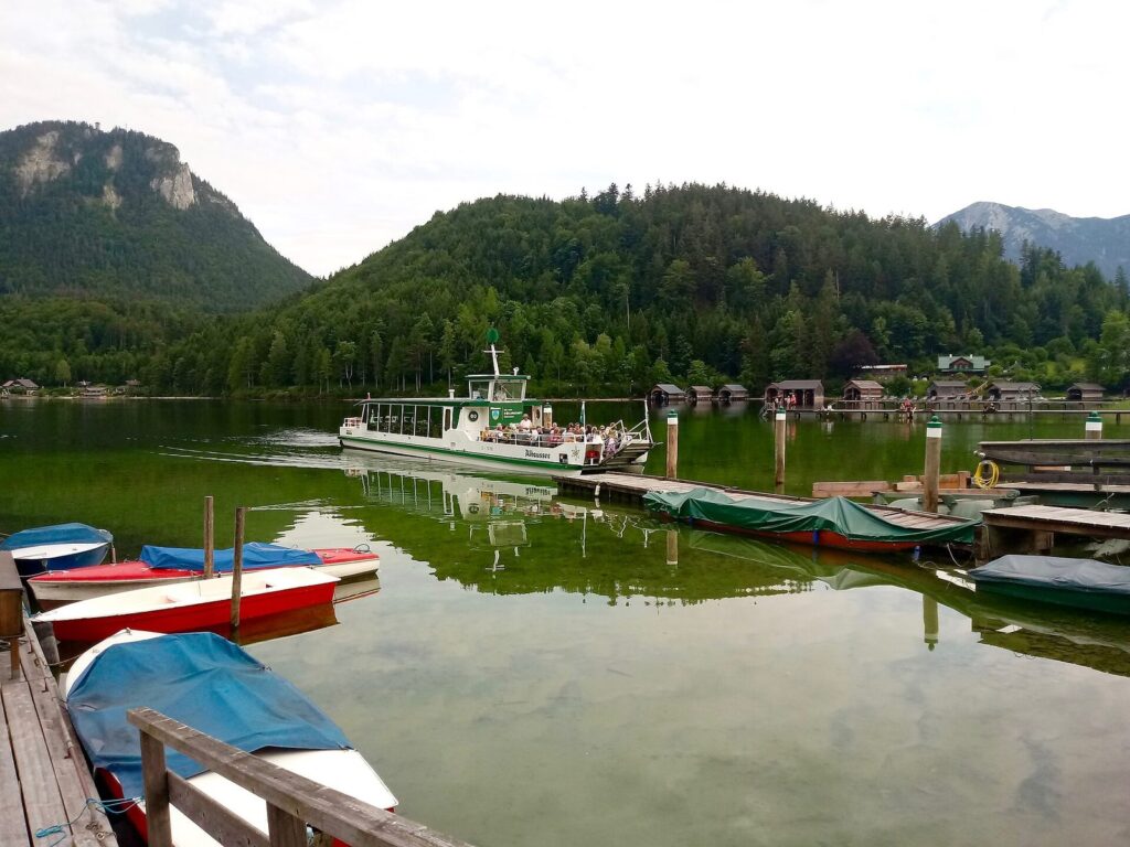 The ship at its landing stage in Altaussee.