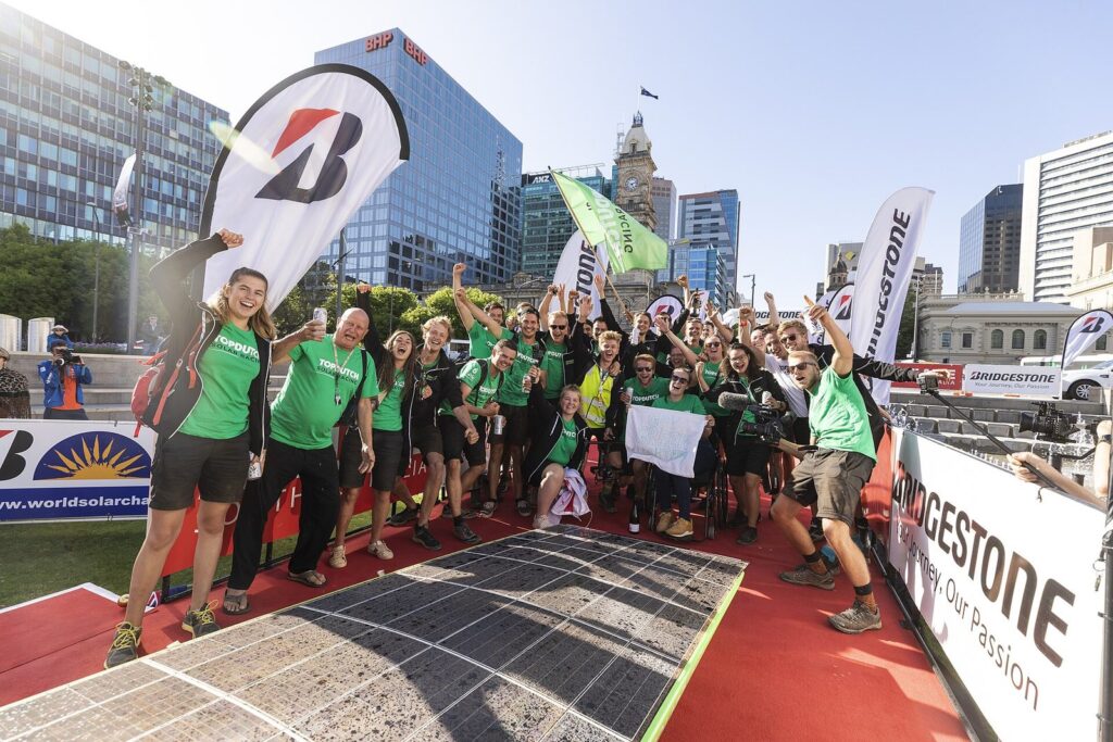 The 2019 team at the finish line in Adelaide.