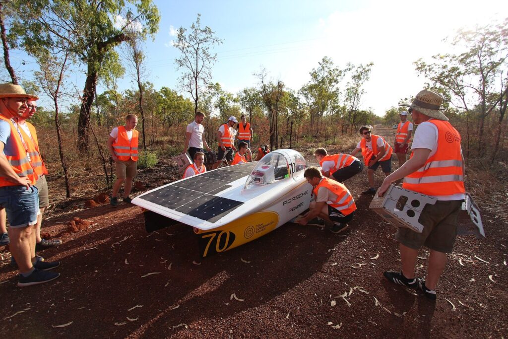 Setting up the overnight camp in the Australian outback.