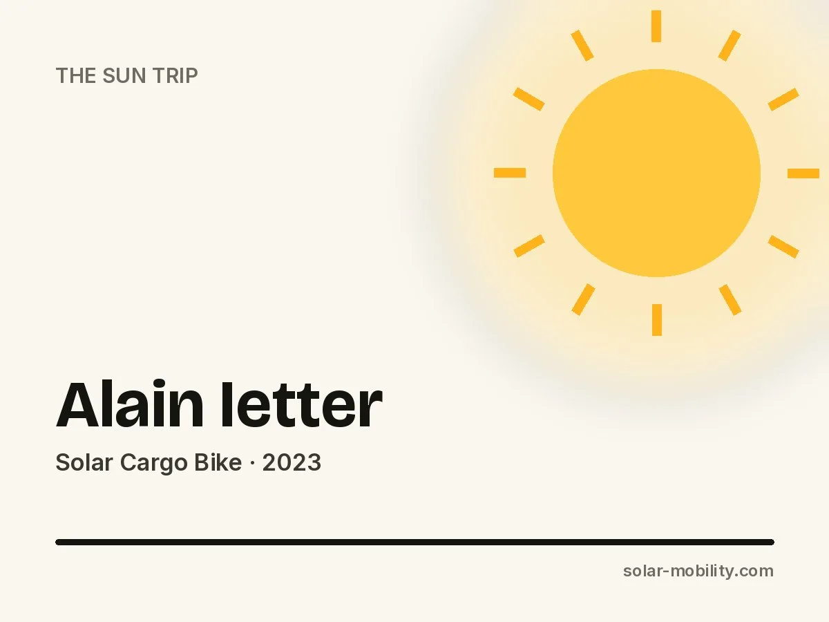 Alain Ietter – Solar Cargo Bike on The Sun Trip 2023