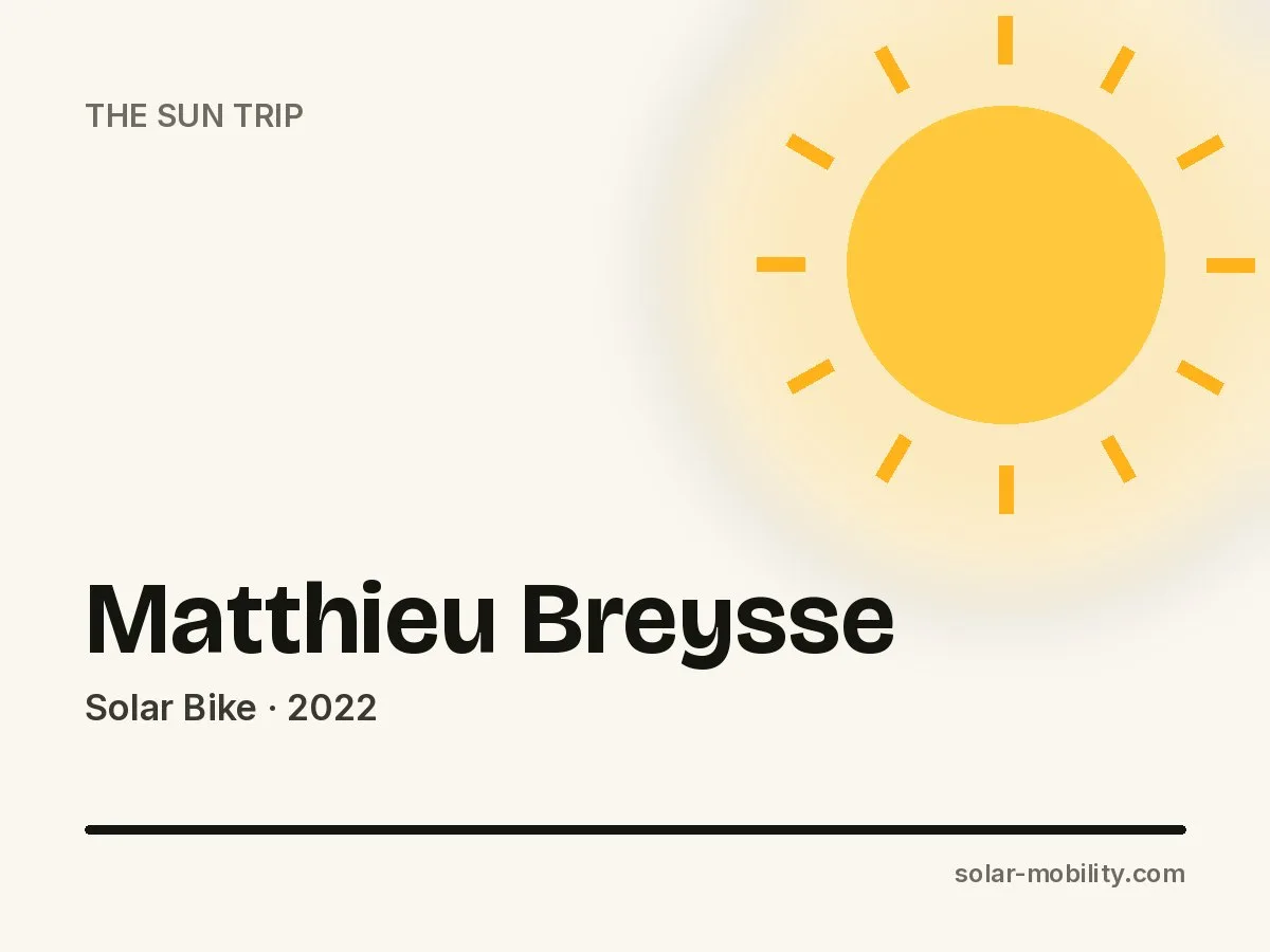 Matthieu Breysse – Solar Bike on The Sun Trip 2022